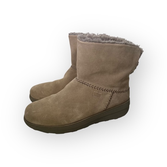 FITFLOP Boots Women's 8.5 Mukluk Shorty III B07-821 Suede Ankle Desert Taupe - Picture 1 of 7